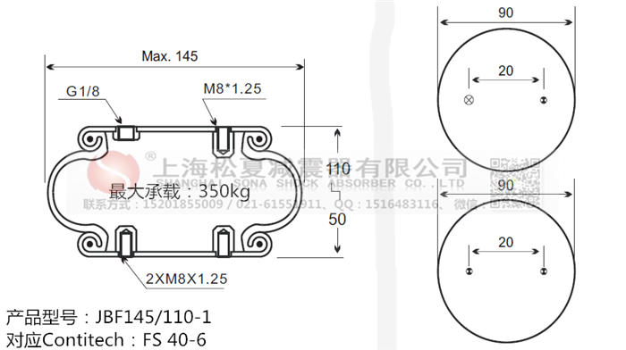 JBF145/110-1橡膠<a href='http://www.mouserwei2.com/' target='_blank'><u>空氣彈簧</u></a>