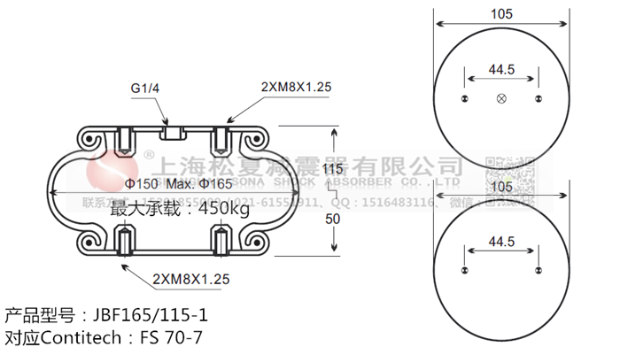 JBF165/115-1橡膠<a href='http://www.mouserwei2.com/' target='_blank'><u>空氣彈簧</u></a>