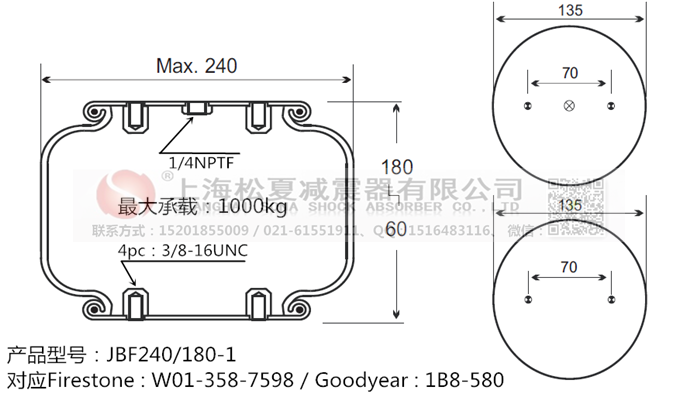 JBF240-180-1橡膠<a href='http://www.mouserwei2.com/' target='_blank'><u>空氣彈簧</u></a>