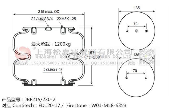 JBF215/230-2橡膠<a href='http://www.mouserwei2.com/' target='_blank'><u>空氣彈簧</u></a>