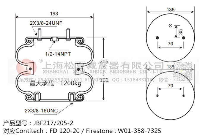 JBF217/205-2橡膠<a href='http://www.mouserwei2.com/' target='_blank'><u>空氣彈簧</u></a>