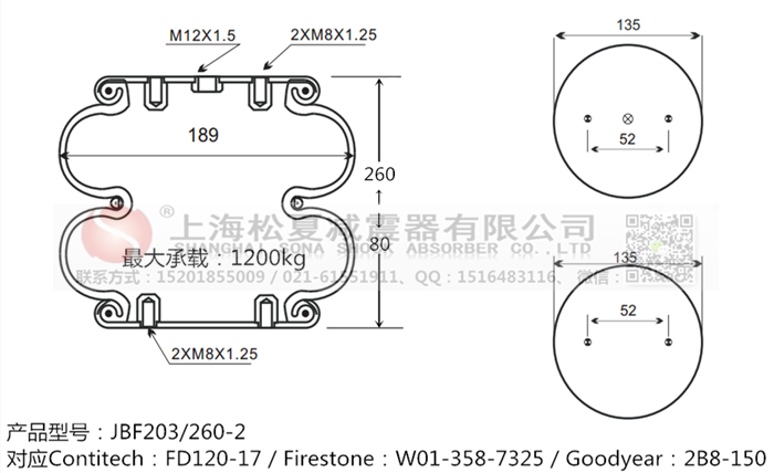 JBF203/260-2橡膠<a href='http://www.mouserwei2.com/' target='_blank'><u>空氣彈簧</u></a>